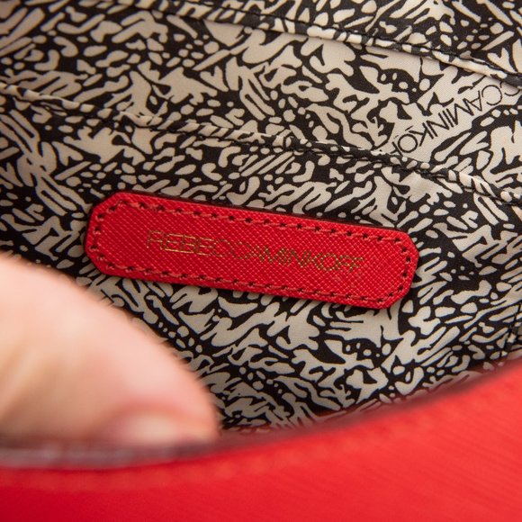 Rebecca Minkoff Skylar Purse Saddle Crossbody Bag Leather Studs Fire Engine Red - Picture 6 of 12